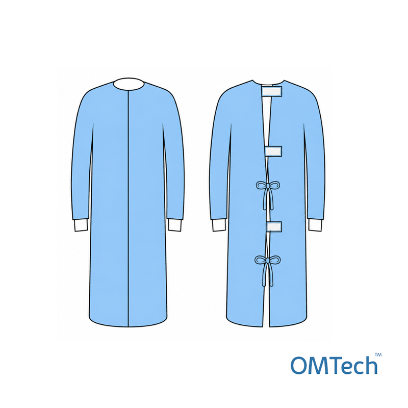 Халат хірургічний OMTech™ на липучках, довжиною 140см (розмір 58 - 60 (XL), (спандбонд - 30 г/м2),стерильний